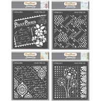 Craftreat Damask Stencil Pattern - Carte Postale, Grunge Damask, Dandelion Love And Weaves And Diamonds - Size:6X6 Inches(4Pcs)- Stencils Bundle Pack - Diamond Stencil For Art - Flower Design Stencil
