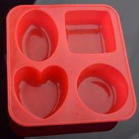 Stewit Silicone Circle, Square, Oval And Heart Shape Soap Cake Making Mould, Multicolor