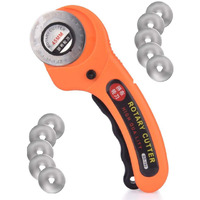 Amicitools Useful Manual Sewing Roller Cutter Rotary Blade 45 Mm Cutter With 10 Extra Blade For Hard Fabric, Paper, Leather And Vinyl (Roller Cutter With 10 Rotary Blade)