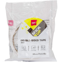 Deli Strong Adhesive Transparent Multipurpose Double-Sided Tape Sleek Design For Strong Strength Bonding Between Any Surface, Stick,24Mm10Y80Um (1Roll/Bag) (Set Of 1, Transparent) E30407
