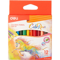 Deli 12 Shades Color Pencils For Students, Professionals, Beginners, Triangular Shaped Colo Run Wood Free, Bright Color Pencils, Colour Pencil For Gift