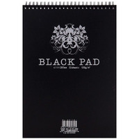 Artrack Black Drawing Paper Sketch Pad For Pencil, Acrylic Marker, Opaque Inks, Gouache And Pastels, Wire Bound, 120 Gsm, 297 X 420 Mm Black, 32 Sheets
