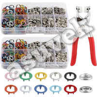 Asuvek 200Pc Thickened Snap Fasteners Kit (100 Pcs Silver Button + 100 Pcs Color Ring) Metal Copper Five Claw Buckle Set With Hand Buttons With Fastener Pliers Press Tool Clothing Sewing And Crafting