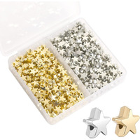 Neouth 400 Pieces Star Shape Spacer Beads Buttons For Crafts Large Hole Loose Bead Jewelry Charm Loose For Diy Bracelet Necklace Jewelry Crafts Making (Gold, Silver)