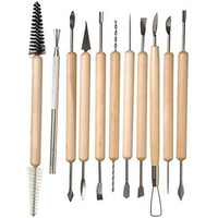Zhengtu Ceramic 11 Pcs Wooden Handle Clay Carving Pottery Sculpting Tools For Art And Craft