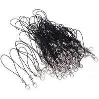 Artibetter 100Pcs Black Strap Charm Cords With Lobster Clasp For Cell Phone Keyring Badge Holders Diy Jewellery Making Accessory (Black)