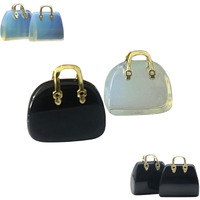 Dneshy 2Pcs Crystal Bag, Natural Stone Pendants, Women Mini Handbag Unique Shape Healing Stone,Crystal Charms For Jewelry Making Necklace Earrings, Decoration, Stone Agate Use For Meditation