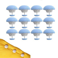 Vortipu Mushroom Shape Duvet Cover Clips, Non-Slip Quilt Fixing Clips, Comforter & Blanket Fasteners, Round Fixing Buttons For Bedding & Mattress Covers (Blue, Pack Of 12)