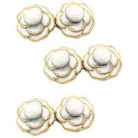 Buymz Adjustable Waist Buckle Set, Button For Jeans, Gold And Bright White, 3 Pack, Flower Shape, Pant Accessory