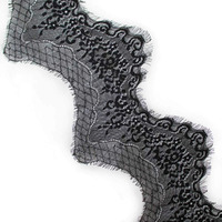 Orient Lace Craft Chantilly Net Scallop Lace | Black Nylon Flower Eyelash| Lace Trim Ribbon Sewing Dress Skirt,Burkha, Decor Chantilly Lace Diy Handicrafts.