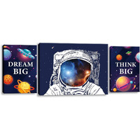 Space Astronaut Inspirational Quotes Canvas Wall Art, Prints Framed Artwork Gifts Children's Playroom Nursery Decoration, Teen Boy Girl Room Decor,3 Panels.