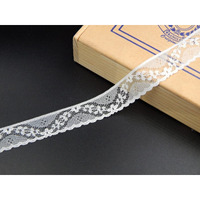 Elegant White Net Lace Ribbon  Floral Nylon Lace Trim For Wedding Invitations, Diy Projects, Hair Bows, Gift Wrapping & More Size: 2.1 Cm,Qty 10 Meter