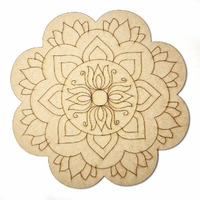 Adikala Lotus Shaped With Mandala Engraved Design Mdf For Diy | Art Decor | For Decorations, Festival Gift, Wedding Decorations 12.Inch-Set Of 2