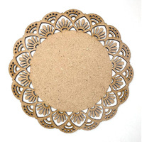 Adikala Mandala Floral Cutout Mdf Base For Diy | For Decorations, Festival Gift, Wedding Decorations 8. Inch-Set Of 2