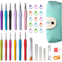 Alfa Mart Set, 41 Pcs Full Size, Crochet Hooks Set For Arthritic Hands, Ergonomic Soft Grip Handles, Crochet Kit For Beginners, Christmas Gifts For Women, Large Crochet Needle With Blue Case