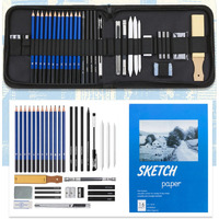 Alfa Mart 35 Pieces Pro Drawing Kit Sketching Pencils Set,Portable Zippered Travel Case-Charcoal Pencils, Sketch Pencils, Charcoal Stick,Sharpener,Eraser.Art Supplies For Artists Beginner Adults Teens