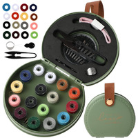 Tusmad Mini Travel Sewing Kits, Luxury Portable Sewing Repair Set With Foldable Leather Organizer Case, Beginner Friendly Home Diy Hand Sewing Supplies With Thread Scissor Needle Button Pins