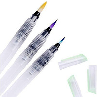 Vishal Plastic 3 Sizes Classic Styling Water Brush Pen For Watercolor Calligraphy Drawing Tool Marker,Multicolor