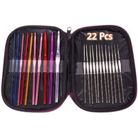 Naitik Creation 22 Pcs Aluminium Crochet Hooks Needle Knitting Needles Set With Purple Case For Beginners, 22 Pieces, Multicolor