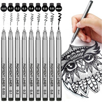 Sta Brusarth Precision Black Micro-Pen Fineliner Ink Pens,Waterproof Archival Ink,Drawing Pens,Artist Illustration Pens,Multiliner,For Art Watercolor,Sketching,Anime,Manga,Design,9/Set(Black)