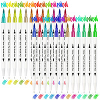 Vitoler 24 Colors Dual Tip Brush Pens Art Markers Set, Fine And Brush Tip Colored Dual Tip Markers For Kid Adult Coloring Book Drawing Bullet Journal Planner Calendar Art Projects