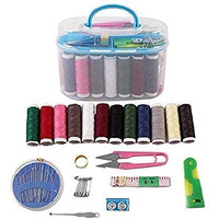 Asuvek Best Buy Double Layer Portable Travel Sewing Kits Box With Color Needle Threads Scissor Pin Hand Work Sewing Box Handwork Accessories For Home And Travel