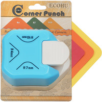 Ecohu Round Corner Puncher 3 In 1-3 Way Corner Cutter For Paper Craft (R4Mm+R7Mm+R10Mm) For Cutting Different Corners, Diy Projects, Card Making & Scrapbooking