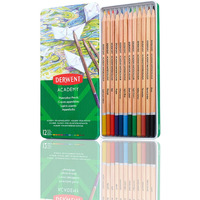 Derwent Academy Watercolour Pencils Tin (Set Of 12), Blue, Multi