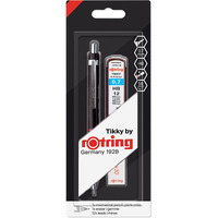 Rotring Tikky Black Barrel 0.70Mm Mechanical Pencil, Spare Leads And Eraser