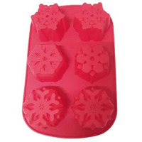 Bakers Pardise Christmas Snowflakes Silicone Molds, 6 Cavity Cake Moulds Desserts Molds For Making Soap Candle Candy Muffins Chocolates Cake Decoration Mould Size 28 X 18 X 4 Cm (Pack Of 1)