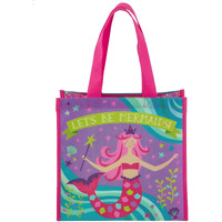Stephen Joseph Large Recycled Gift Bags, Reusable Multipurpose Waterproof Gift Bag With Handles For Birthday Parties/Shopping, Multicolored Bag With Cute Designs For Kids (Mermaid)