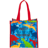 Stephen Joseph Large Recycled Gift Bags, Reusable Multipurpose Waterproof Gift Bag With Handles For Birthday Parties/Shopping, Multi-Colored Dino Tote_Bag For Kids (3-6 Years)