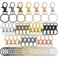 Diy Crafts Metallic Silver, Pack Of 70 Pcs, Curved Lobster Clasps Metal Swivel Lanyard Snap Hook With Key Rings, Tv Remote Key Chain, Manual Art Keychain, Silver ((Metallic Silver, Pack Of 70 Pcs)