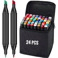 Taulix Fine Marker Pen, 24Pc Multicolor Set, Dual Tip (Chisel & Ultra Fine 0.3Mm), Markers, Sketch Pens