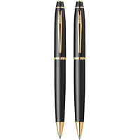 Scrikss Noble Ball Point Pen & 0.7Mm Mechanical Pencil | Matte Black Lacquered Brass Body | 23K Gold Plated Brass Accessories
