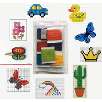 The Brown Box Kids Cross Stitch Embroidery Kit  Beginner Needlecraft Set With Plastic Canvas, Rainbow Wool Yarn, Large-Eye Steel Needles, And Diy Canvas Bag For Creative Art And Craft Projects