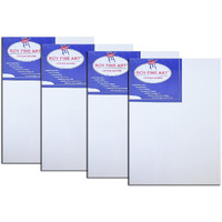 Worison Roy Fine Art Cotton Canvas Board Medium Grain 12 X 16 Inch With 4Mm Board Backing - Pack Of 4 - White