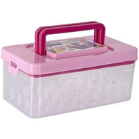 Orton Mart Plastic Double Layer Portable Travel Sewing Kits Box For Needles Threads Scissor Pin With 32 Reels Storage Organizer Item For Tailoring Office Home Kitchen (Perfect Size: 21Lx11.50Bx9H Cm)