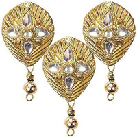 Paushak Boutique Golden Leaf Kaj Button For Indian Dresses For Kurties,Gowns And Party Wears Dresses (Piece Of 4)