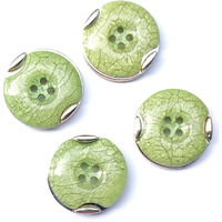 Paushak Boutique Sea Green Line Printed Button (Piece Of 4)