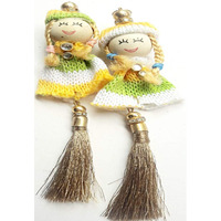 Paushak Boutique Different Colour Doll Golden Tussle Buttons (Set Of 2) (Yellow)