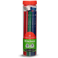 Faber-Castell 30 Ole Pencils Jar  Ergonomic Triangular Pencils With Sharpener & Eraser | Multicolor Set For Writing & Drawing