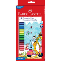 Faber-Castell Connector Pen Set  Pack Of 25 | Bright, Washable Colours With Smooth Ink Flow | Snap-On Connector Caps For Creative Play | Non-Toxic & Child-Safe Art Pens