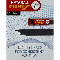 Nataraj Lead Pointz 0.5Mm 2H Refill For Mechanical Pencils, Smooth Dark Lead, Break Resistant, Comfortable Grip For Writing, Everyday Writing Activities (Pack Of 10)
