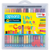 Apsara Oil Pastels 50 Shades |Smooth Color Intermixing For Better Effect |Brilliant Colours | Round Shape | Non-Toxic & Safe For Childrens | Pack Of 1 Plastic Box |Multicolor