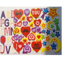 Kcr Alphabets/Abc, Star And Heart Self Adhesive Stickers For Kids, Children Learning Or Art & Craft(Set Of 3)