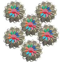 Paushak Boutique Beautiful Antique Flower Multicolour Leaf Button For Indian Dresses For Kurties,Gowns And Party Wears Dresses (Piece Of 3)