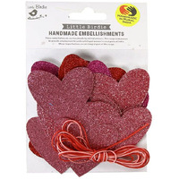 Little Birdie Glitter Hearts With 3M Cord -Pack Of 1