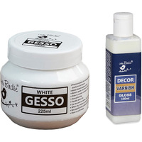Little Birdie-Acrylic Gesso White 225Ml Bottle,Gloss Itsy Bitsy Decor Varnish, 100Ml,Multicolour-Each 1Pc