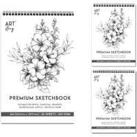 Little Birdie Premium Sketch Book Top Wiro With Hanger A4 160Gsm 36 Sheets, A5 160Gsm 36 Sheets, A6 160Gsm 36 Sheets - Set Of 3